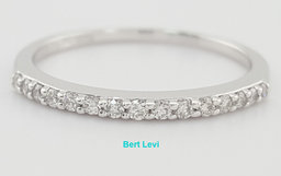 Round Diamond Wedding Shared-Prong Band 0.15 ct 18k White Gold 1.5 mm 1.8 Grams