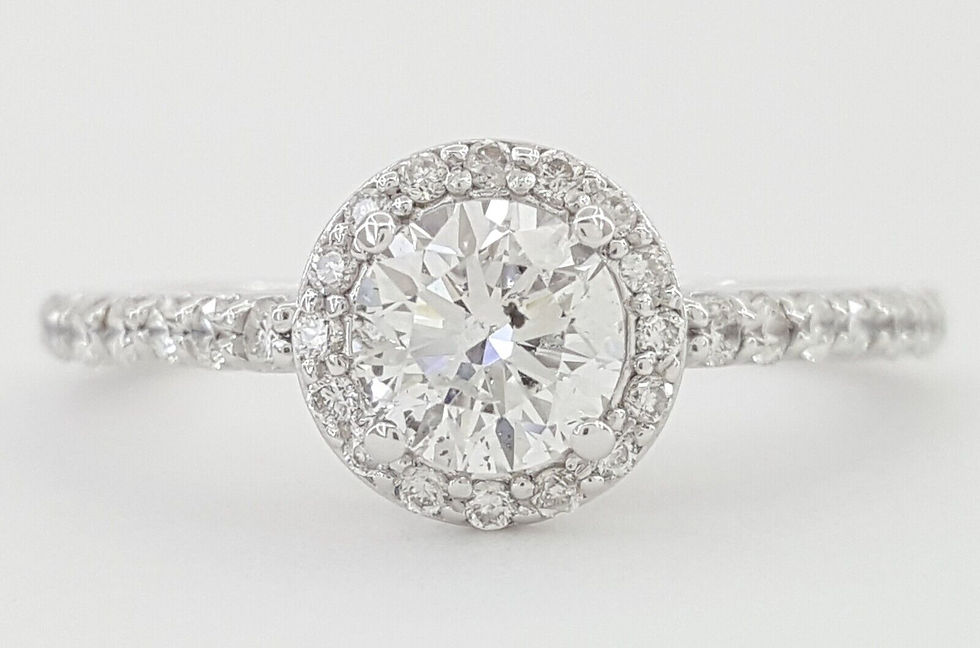 Natural Round Diamond Halo Engagement Ring 0.83 ct 14k White Gold Retail $2495
