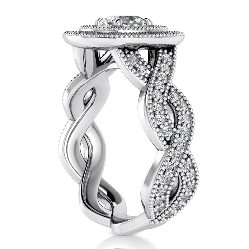 Thumbnail: Ladies 14KT White Gold Platinum Halo Engagement Ring ENR9592