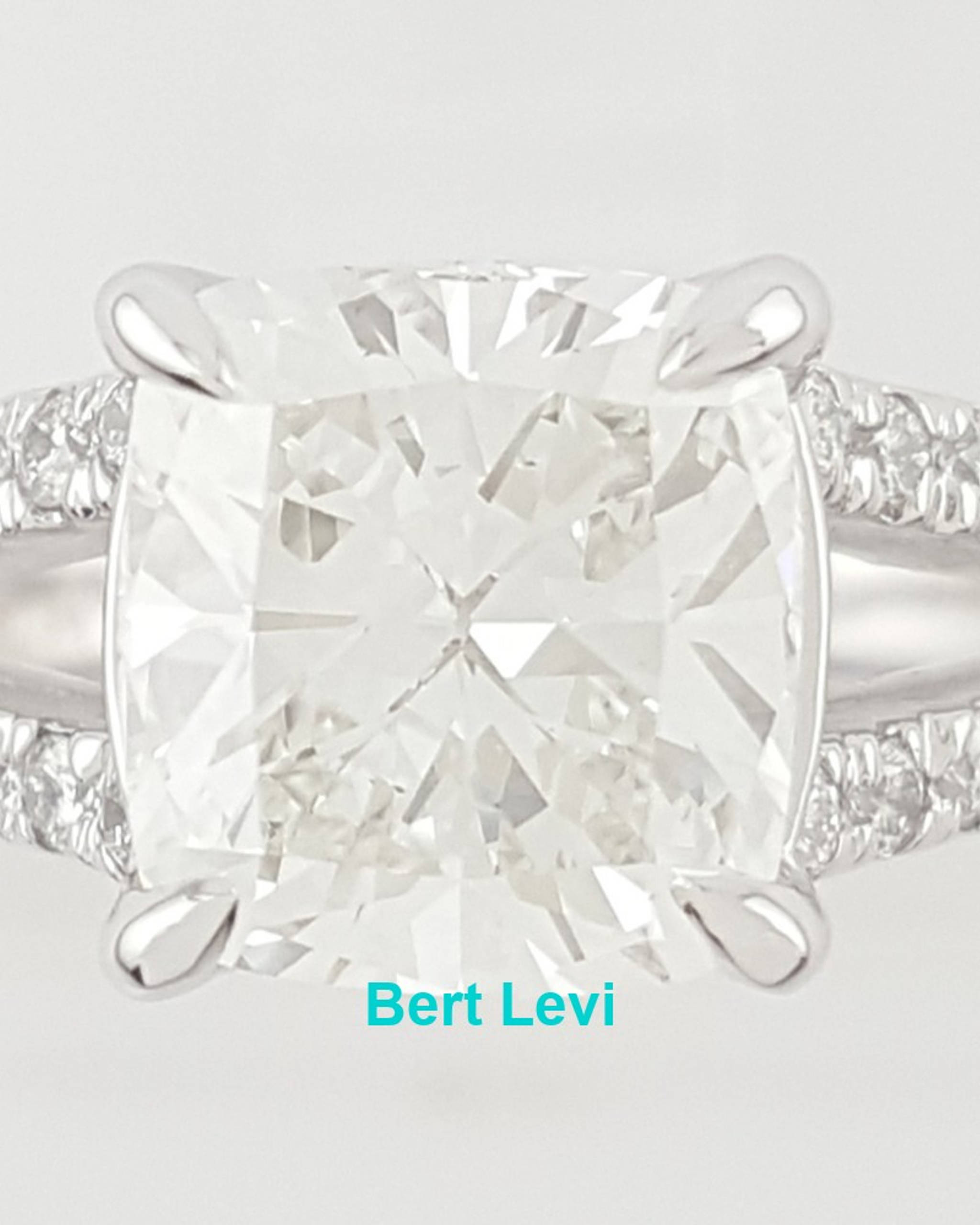 Cushion Brilliant Cut Diamond Split Shank Engagement Ring 2.52 ct Plat Rtl $35K