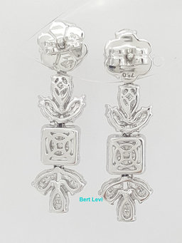 Marquise Pear Princess Baguette Round Diamond Dangle Earrings 3.52ct 18K Gold