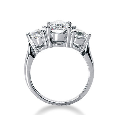 Thumbnail: Ladies 14KT White Gold Platinum Three Stones Engagement Ring ENR1506