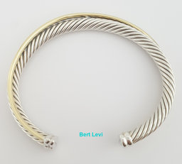David Yurman Crossover Two Row Cuff Bracelet 18k Gold Silver 37 Grams 6.5"