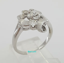 1/3 ct Vintage Art Deco 14K White Gold Old European & Single Cut Engagement Ring