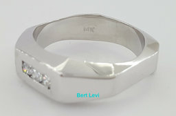 Round Cut Diamond Channel Set Wedding Band 0.27 ct 14K White Ring 8 mm Size 9.5