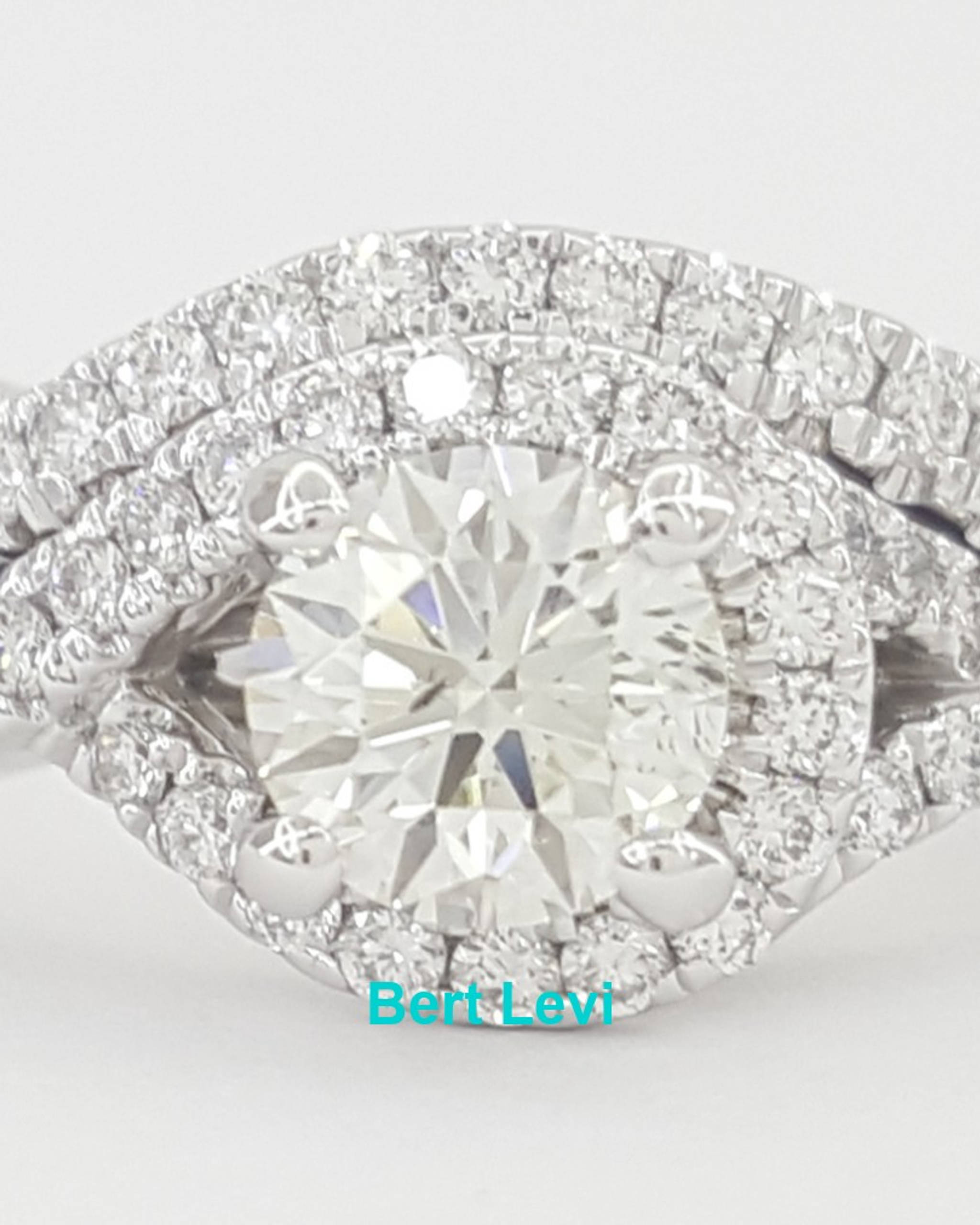 Blue Nile Twisted Halo Engagement Ring Set 1.06 ct GIA 14k White Gold Rtl $4,500