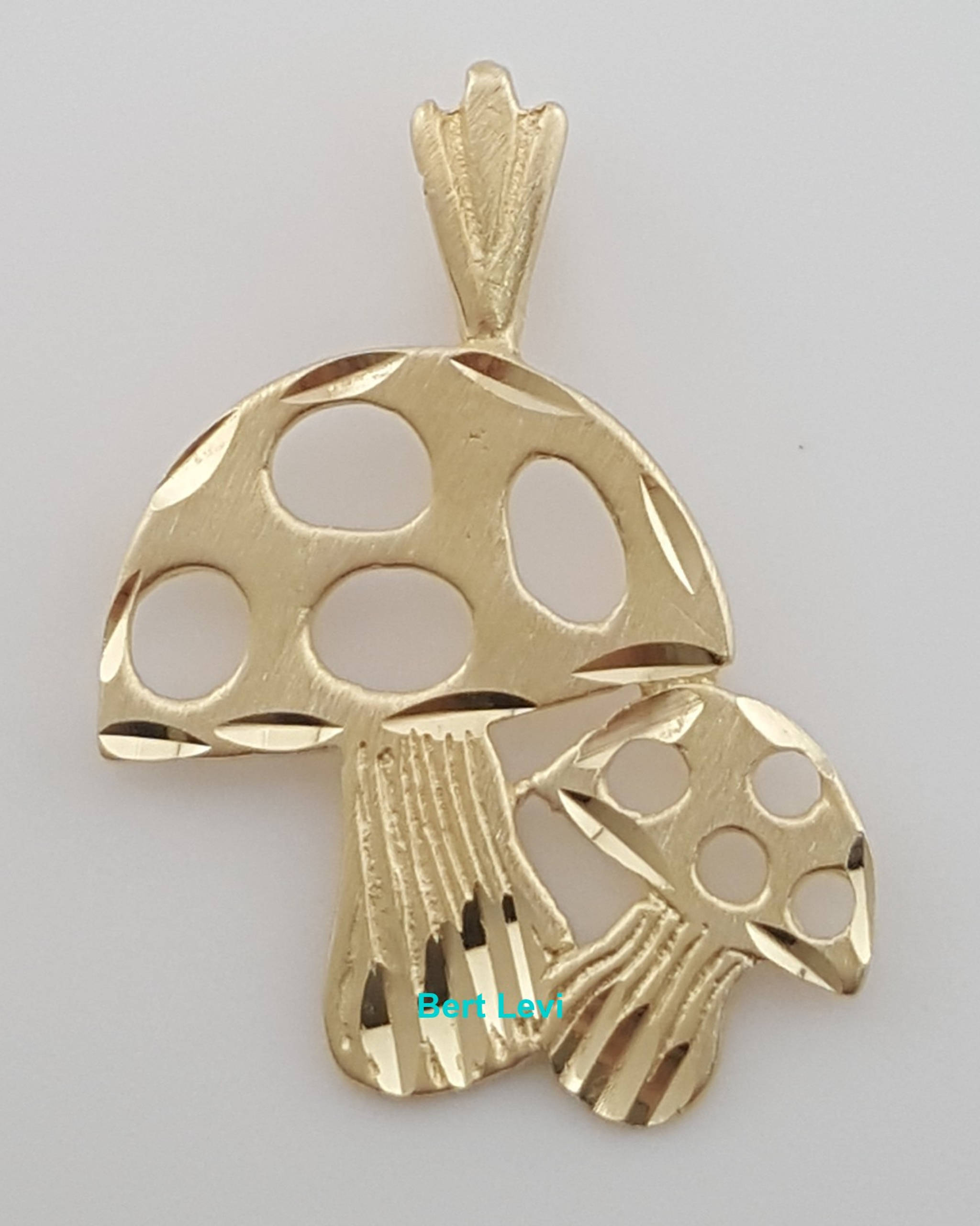Gold Mushrooms Pendant 14k Yellow 1 Gram 22 x 16 mm