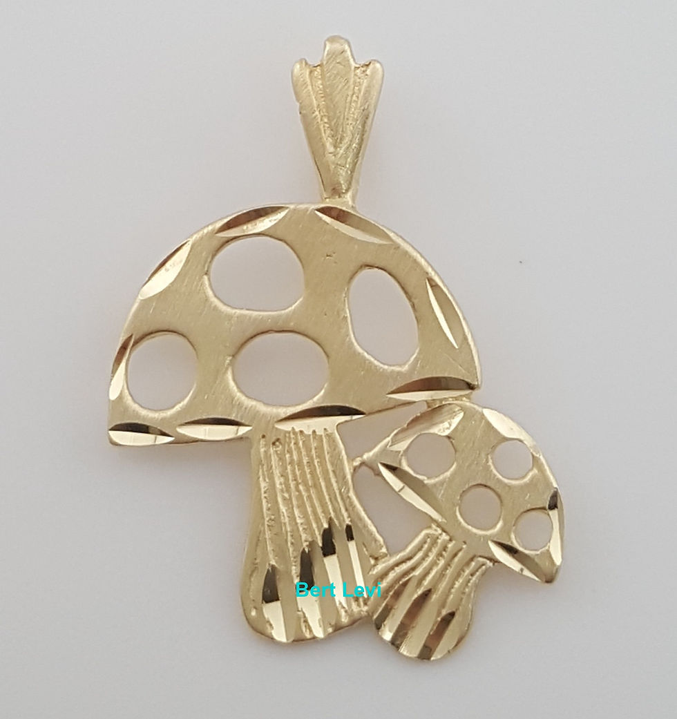 Thumbnail: Gold Mushrooms Pendant 14k Yellow 1 Gram 22 x 16 mm