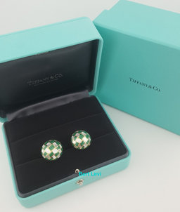 Vintage Tiffany & Co Malachite & MOP Cufflinks 18k Yellow Gold 14.2 Grams
