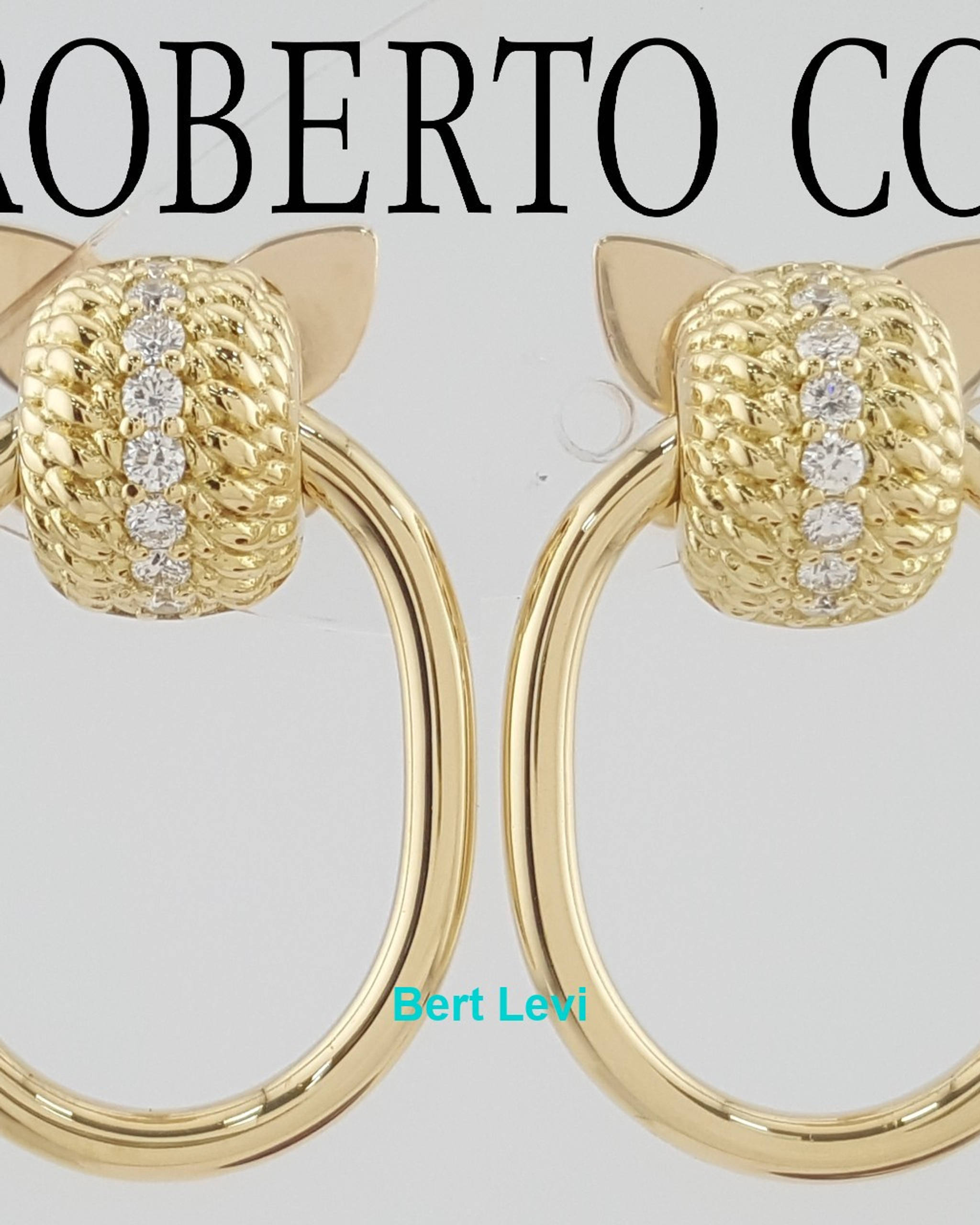Roberto Coin Opera Round Diamond Textured Bead Earrings 0.22 ct 18K Gold $3,730