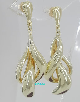 14k Yellow Gold Drop Dangle Earrings 1.75" 5.4 Grams