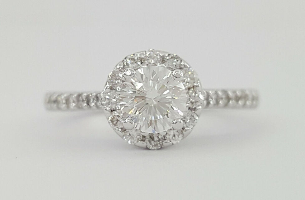 Round Cut Diamond Halo Engagement Ring 1.07 ct 14K White Gold GIA G / VS2 $6,000
