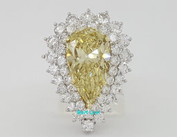 Vintage Pear Fancy Yellow 10 ct Diamond Ring Pendant Platinum GIA