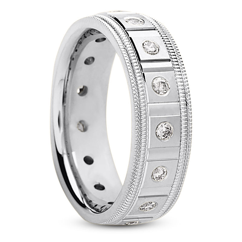 Ladies 14KT White Gold Platinum Traditional Wedding Band DB1105
