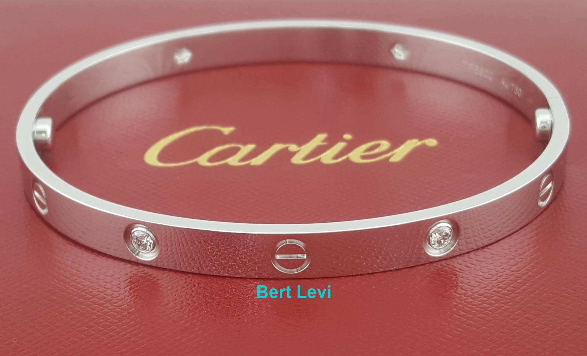 Cartier LOVE 18K White Gold 4 Diamonds 0.42 ct Bracelet SIZE 20 Rtl $14,000