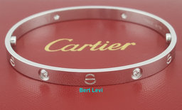 Cartier LOVE 18K White Gold 4 Diamonds 0.42 ct Bracelet SIZE 20 Rtl $14,000