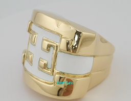 Vintage David Webb Enamel 18K Yellow Gold Statement Ring 31.6 Grams