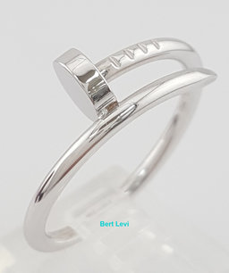 Cartier Juste Un Clou 18k White Gold Small Model Ring Sz 55 US 7.25 Rtl $1,580