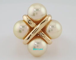 Mikimoto Golden Pearl Statement Ring 18k Yellow Gold Vintage 15 Grams 21.3 mm
