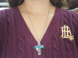 Esquire Silver Sapphire Cross Necklace Italy 22" 20.3 Grams