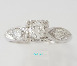0.53 ct Antique Vintage Platinum Round Transition Cut Diamond Engagement Ring