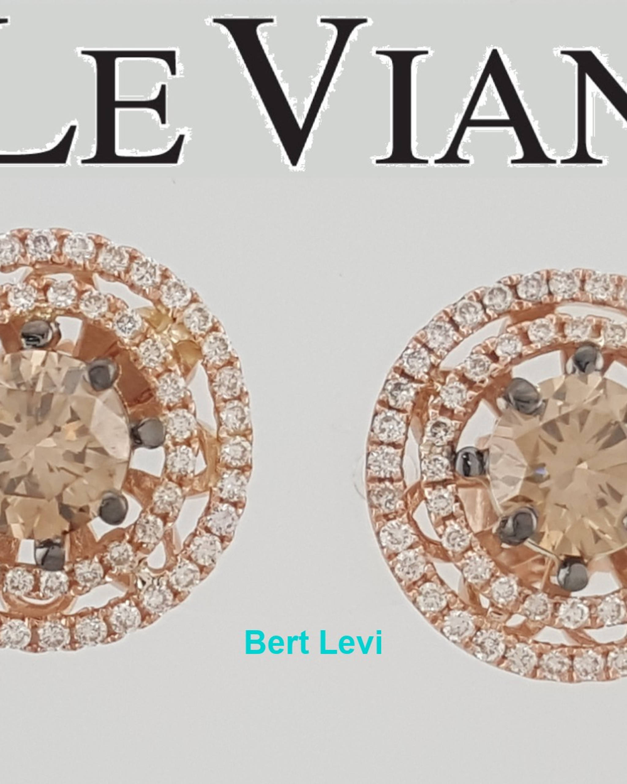 LeVian Le Vian Chocolate Diamond Double Halo Earrings 14k Strawberry Gold 2.12ct