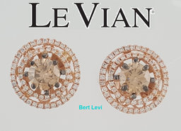LeVian Le Vian Chocolate Diamond Double Halo Earrings 14k Strawberry Gold 2.12ct