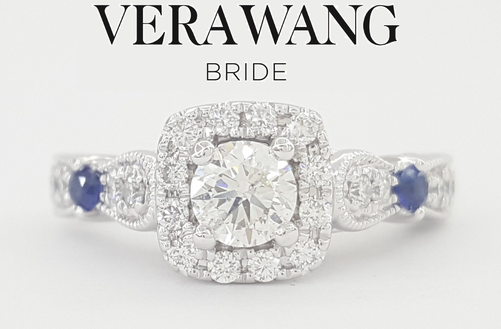Vera Wang Love Diamond Halo Engagement Ring 0.78 ct  14K W Gold Retail $2,999