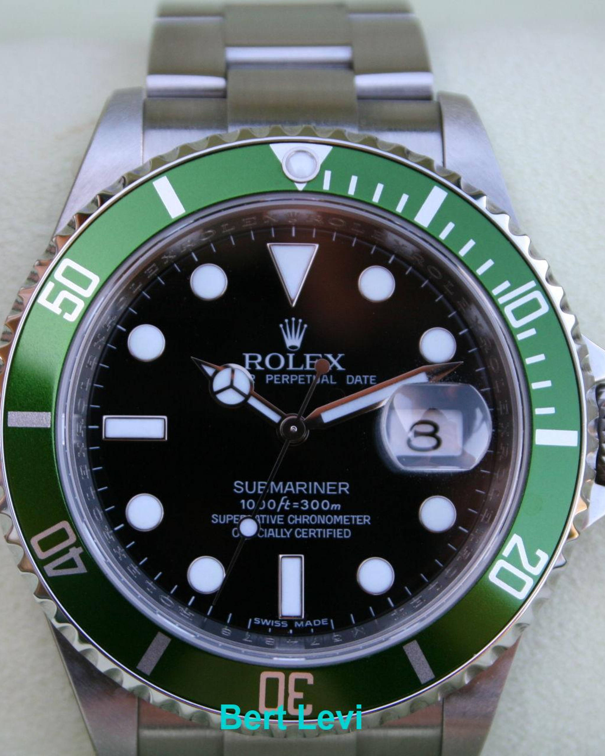 ROLEX SUBMARINER GREEN BEZEL MODEL 16610LV 50TH ANNIVERSARY SUB LV M LNIB