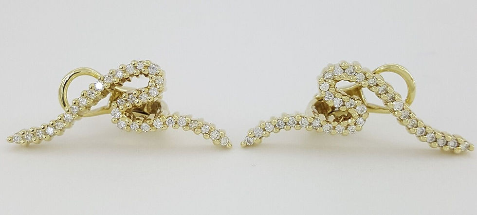Thumbnail: Vintage Jose Hess Climber Swirl Diamond Earrings 1 ct 14K Yellow Gold