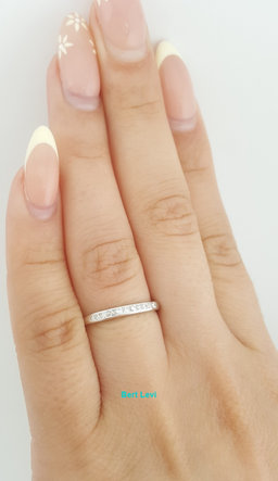 Vintage Single Cut Diamond Channel Set Wedding Band 0.1 ct 2.2 mm 18k W Gold