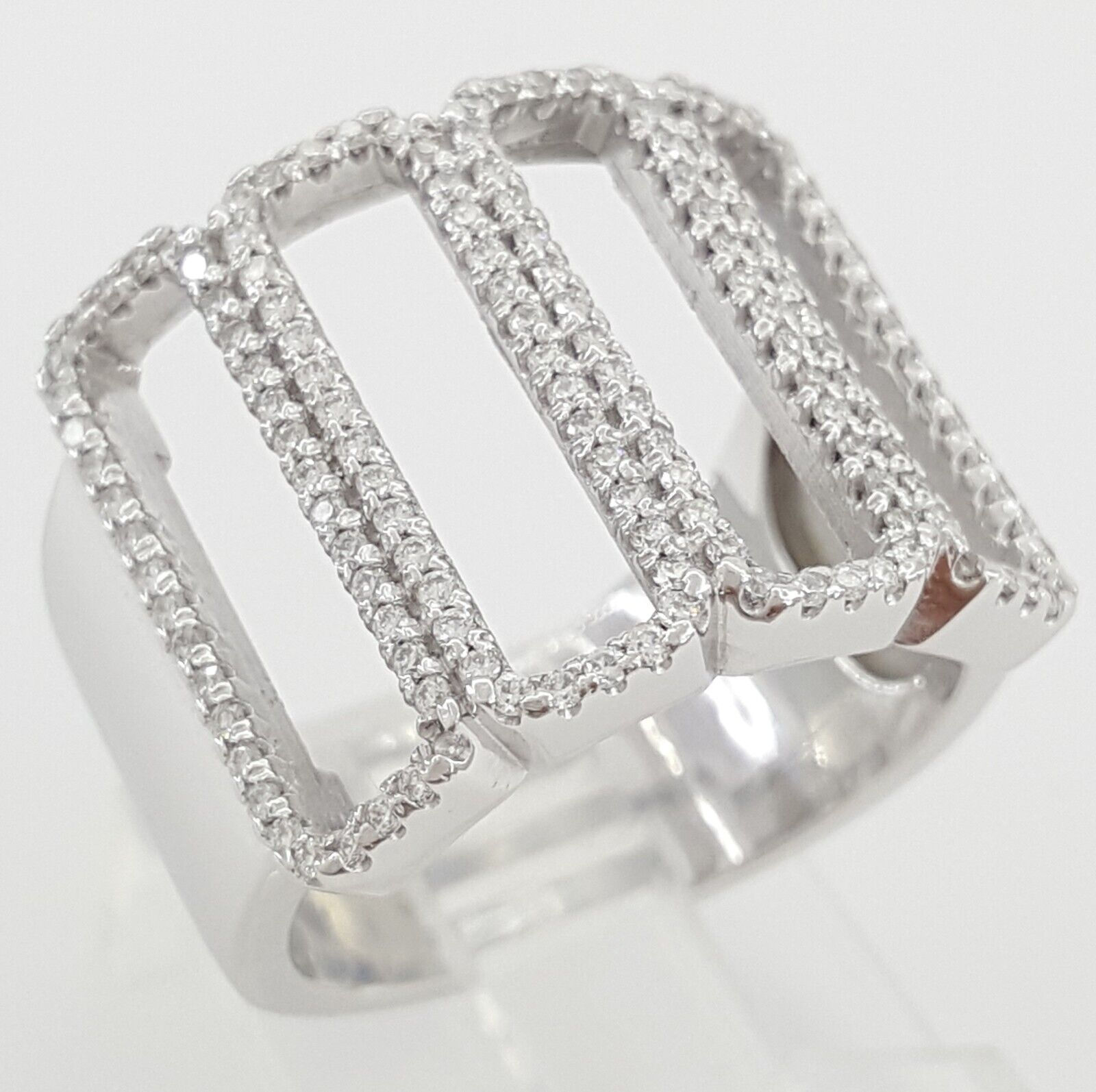 Diamond Open Work Pave Statement Ring 0.7 ct 14k White Gold 17mm Retail $3k