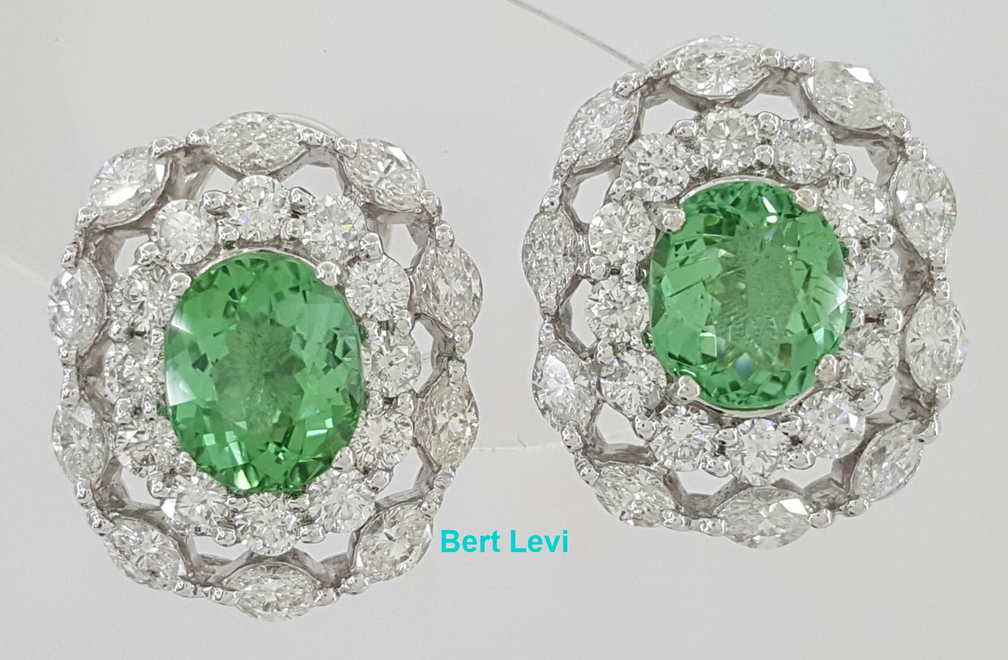 Paraiba Oval Tourmaline & Diamond Earrings 7.38 ct 18k White Gold GIA Rtl $25K