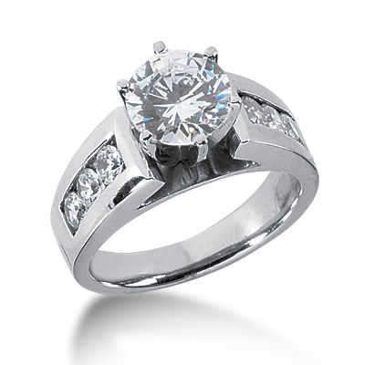 Ladies 14KT White Gold Platinum Fancy Engagement Ring ENR2275