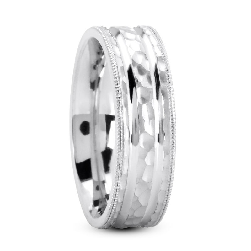 Mens 14KT White Gold Platinum Traditional Wedding Band M497