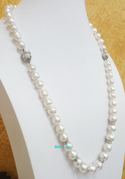 South Sea Pearl Diamond Necklace 2.75 ct 31.5" or 16.5" & 15" 18K White Gold