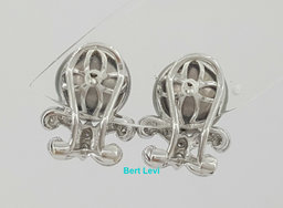 South Sea Pearls & 0.24 ct Diamond Earrings 7.3grams 18k White Gold 10mm $2,500