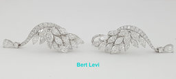 Marquise Round Pear Diamond Angel Wing Climber Dangle Earrings 3.6 ct 18K W Gold