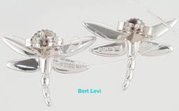Tiffany & Co 18K White Gold Dragonfly Diamond Stud Earrings 0.16 ct 4 Gr 15.5 mm