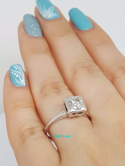 0.55 ct Antique Vintage 14K White Gold Transitional Cut Diamond Engagement Ring