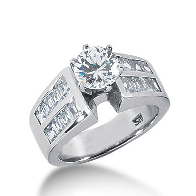 Ladies 14KT White Gold Platinum Fancy Engagement Ring ENR1325