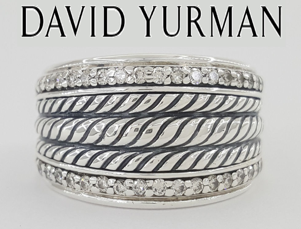 David Yurman 925 Sterling Silver 0.34 ct Diamond Sculpted Cable Band Ring 13.2mm