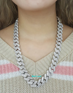 Cuban Chain Diamond 29.28 ct 14K White Gold 17.5 mm Necklace 345.7 Grams 22"