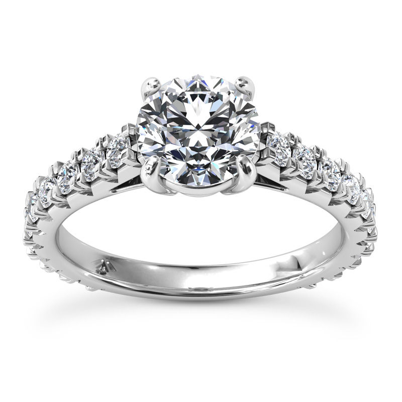 Ladies 14KT White Gold Platinum Fancy Engagement Ring ENR9415-1.5