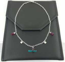 Briolette Shaped Rubellite & Diamond Chandelier Necklace 18k White Gold Rtl$2500