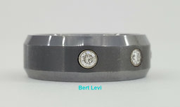 Benchmark CF97601TG 0.2 ct 3 Round Cut Diamond Beveled Edge Tungsten Band 7 mm