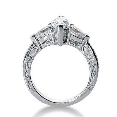 Thumbnail: Ladies 14KT White Gold Platinum Three Stones Engagement Ring ENR3098