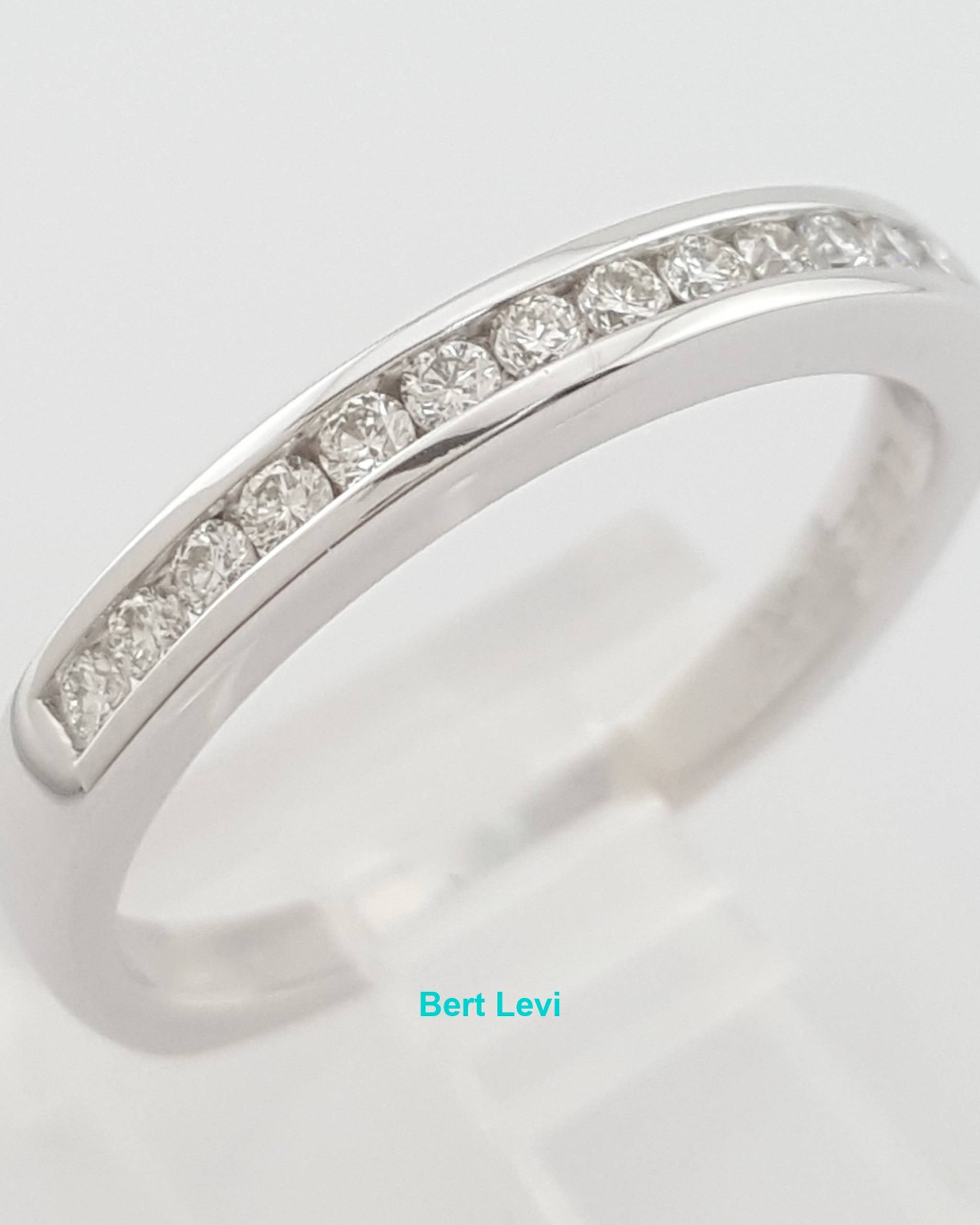 Round Diamond Channel Set Wedding Band Ring 0.2 ct 2.6mm 14k White Gold