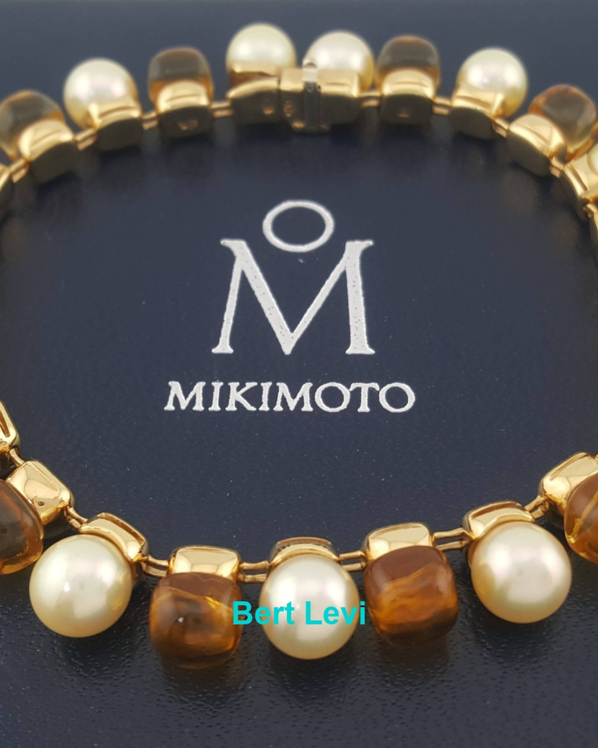 Mikimoto Akoya Pearl Golden Citrine Bracelet 18k Yellow Gold 29.5 Grams 7"