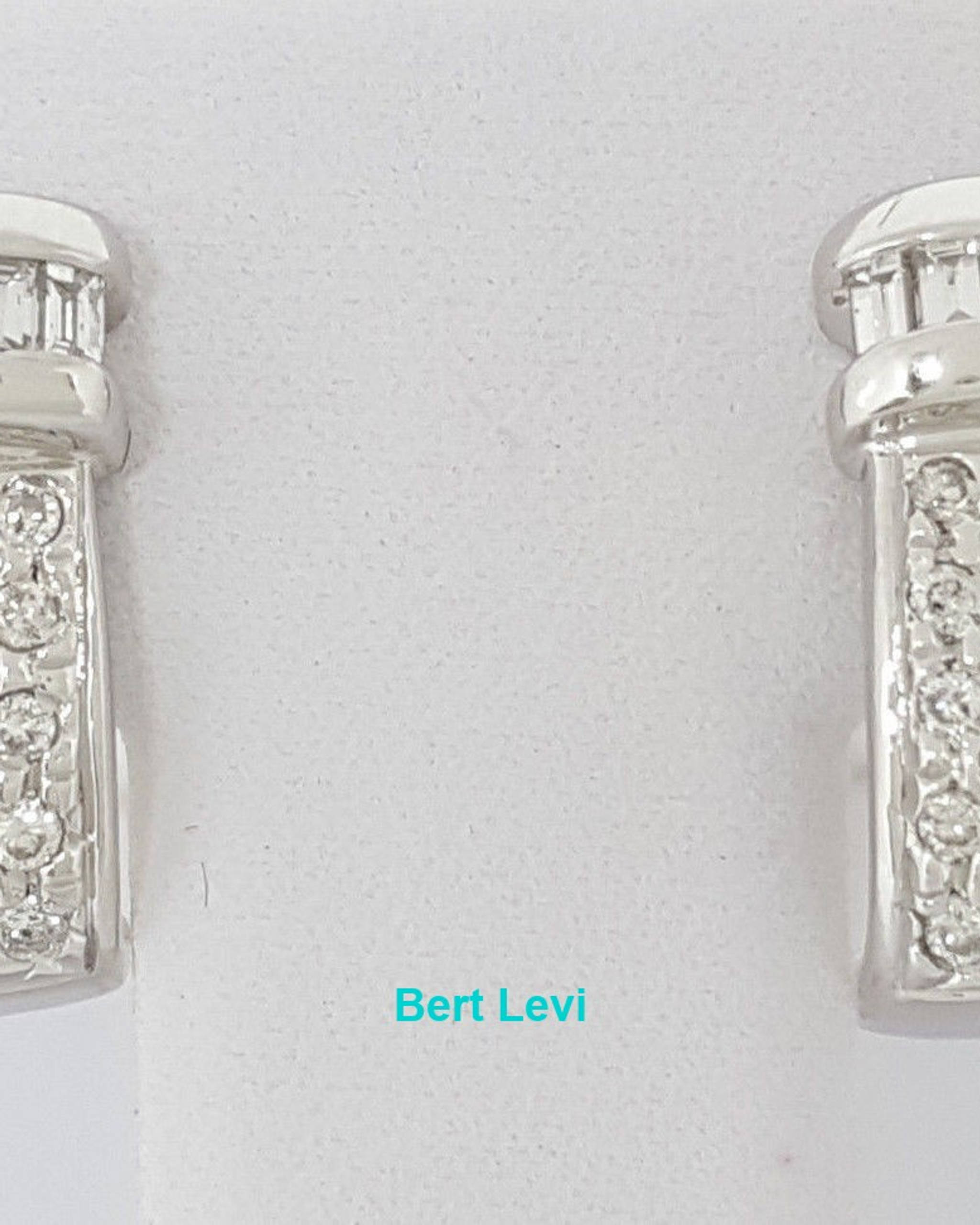 0.73 ct 14k White Gold Round Cut Diamond Half Hoops Earrings 5.7 grams